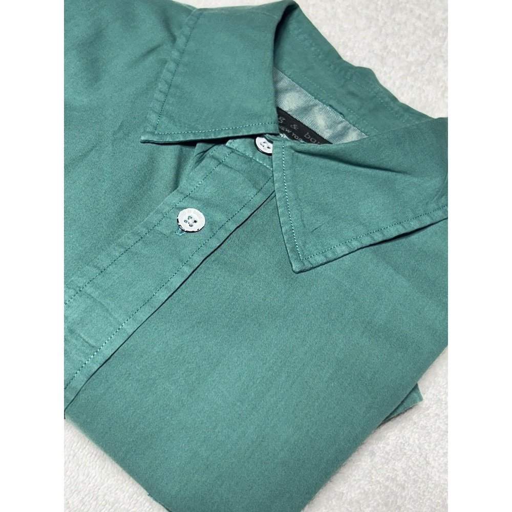 rag & bone New York Dalton Short Sleeve Shirt Emerald Green Mens S MSRP $248 EUC